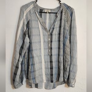 Lucky Brand Striped Gauze Pullover Blouse
